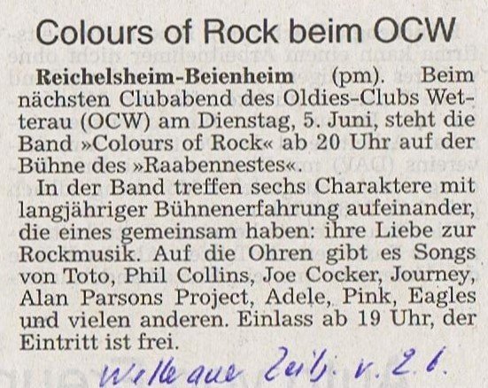 Colours of Rock am Clubabend Juni